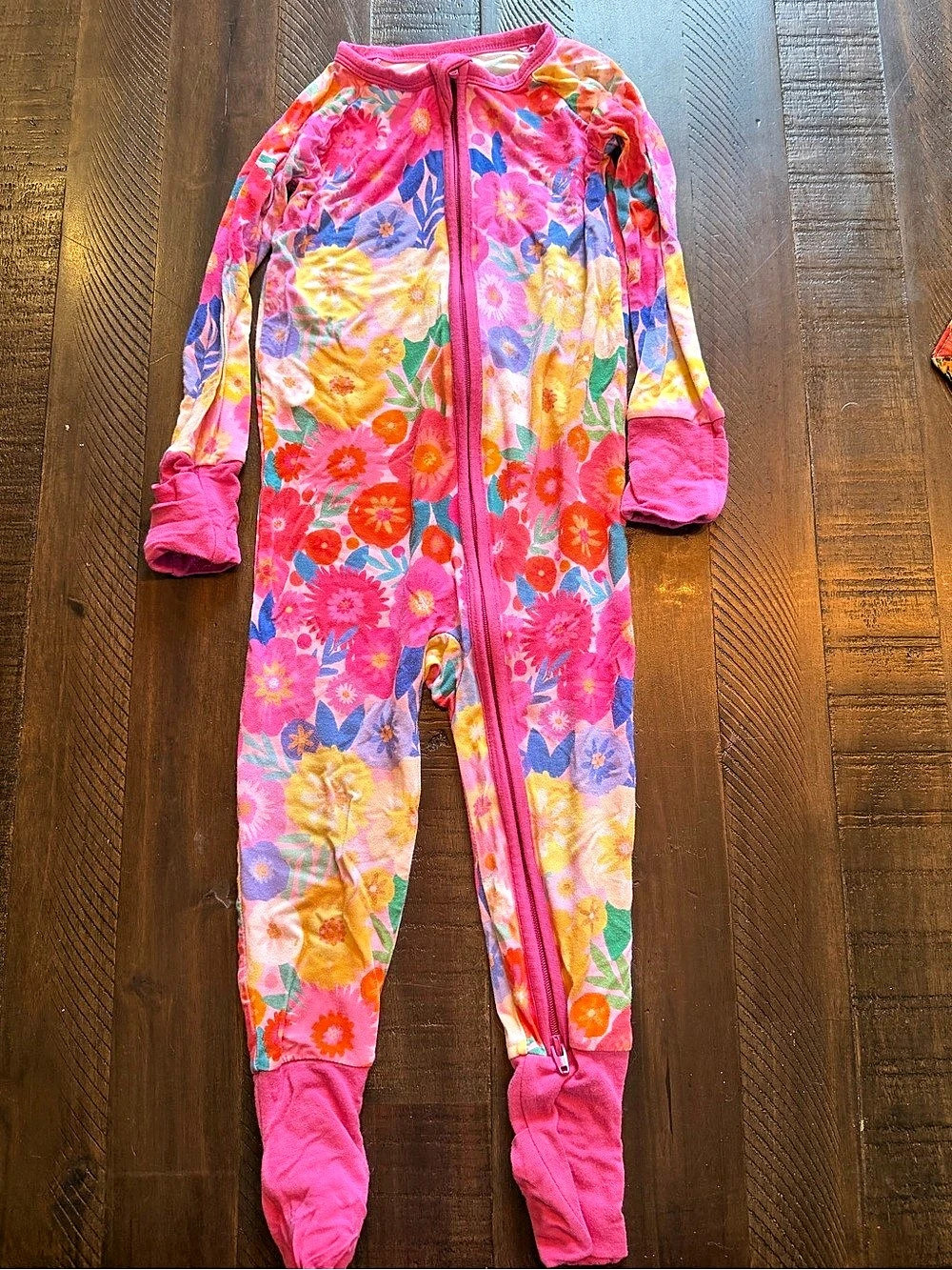 littlesleepies Floral Footed Pajama Set in Pink & Purple Baby 12-18M Like